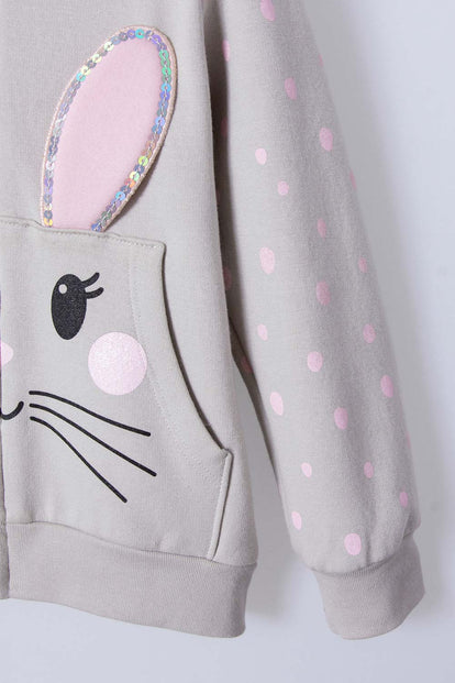 BUZO DE LITTLEMIC CON CIERRE Y CHOMPA GRIS PARA NIÑA