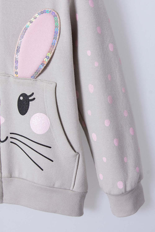 LITTLEMIC ZIP-UP SWEATSHIRT AND GRAY SWEATER FOR GIRL