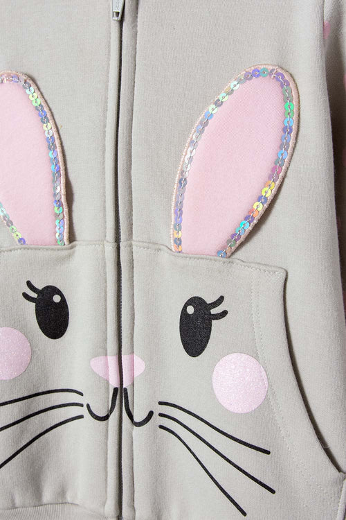LITTLEMIC ZIP-UP SWEATSHIRT AND GRAY SWEATER FOR GIRL