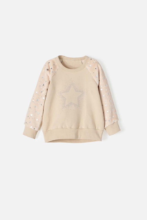 LITTLE MIC CLOSED KHAKI SWEATER FOR GIRL 2T TO 5T