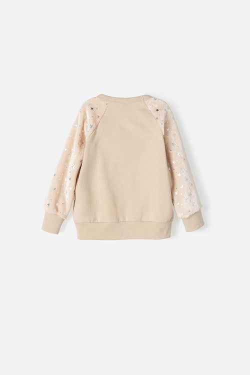 LITTLE MIC CLOSED KHAKI SWEATER FOR GIRL 2T TO 5T