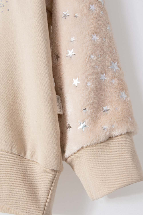 LITTLE MIC CLOSED KHAKI SWEATER FOR GIRL 2T TO 5T