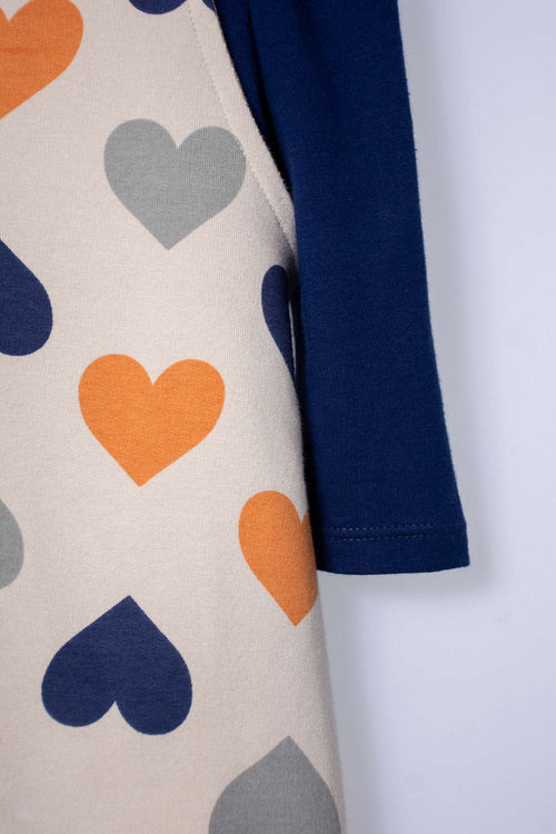 BABY GIRL'S BLUE AND KHAKI LITTLEMIC OVERALL DRESS