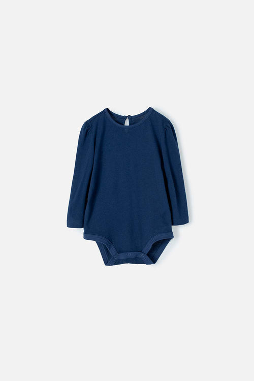 BABY GIRL'S BLUE AND KHAKI LITTLEMIC OVERALL DRESS