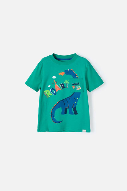 CAMISETA DE LITTLEMIC MANGA CORTA VERDE PARA NIÑO 2T A 5T