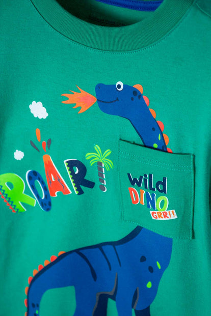 CAMISETA DE LITTLEMIC MANGA CORTA VERDE PARA NIÑO 2T A 5T