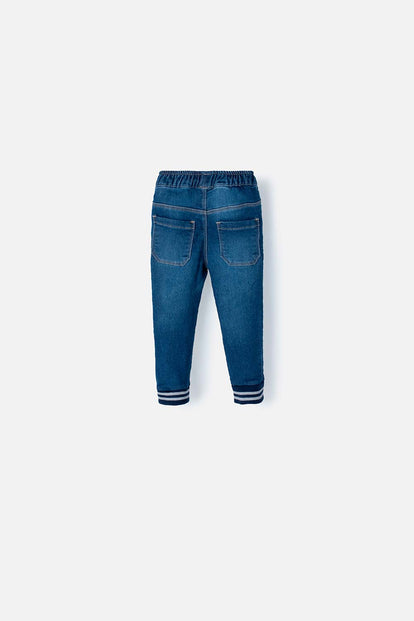 JEGGING LITTLEMIC EN DENIM TONO MEDIO CON ELÁSTICO EN CINTURA PARA BEBÉ NIÑO