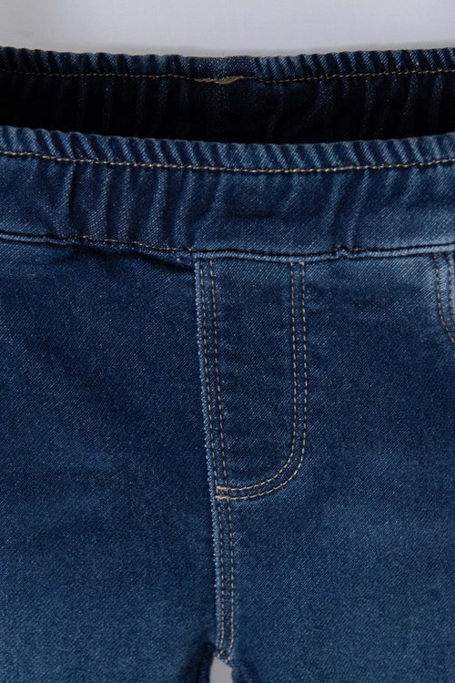 LITTLEMIC JEGGING IN MEDIUM WASH DENIM WITH ELASTIC WAISTBAND FOR BABY BOY