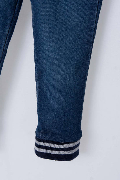 JEGGING LITTLEMIC EN DENIM TONO MEDIO CON ELÁSTICO EN CINTURA PARA BEBÉ NIÑO