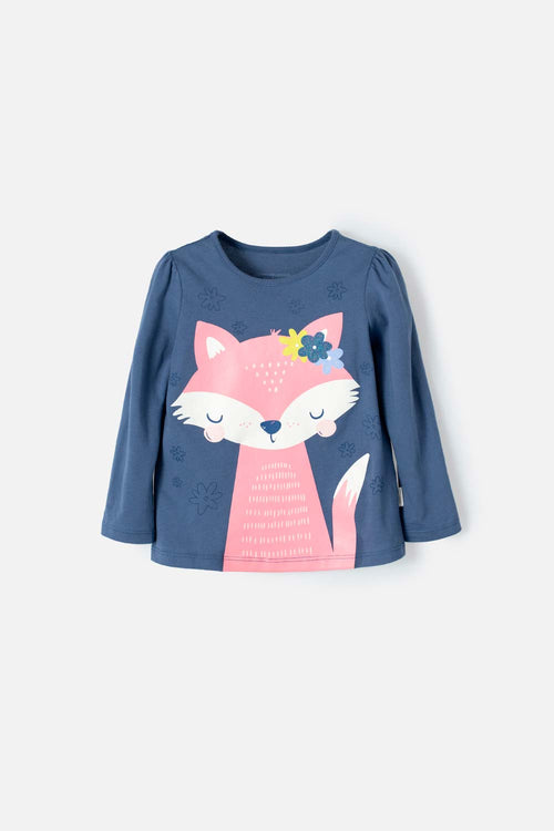 LITTLEMIC LONG SLEEVE BLUE T-SHIRT FOR GIRL