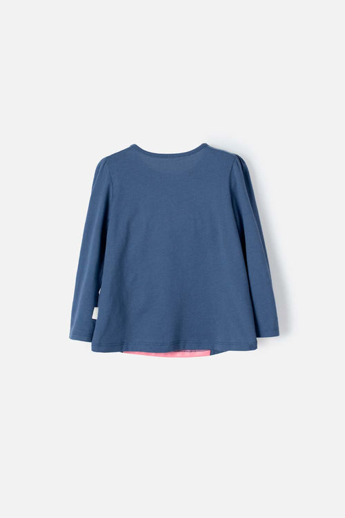 LITTLEMIC LONG SLEEVE BLUE T-SHIRT FOR GIRL