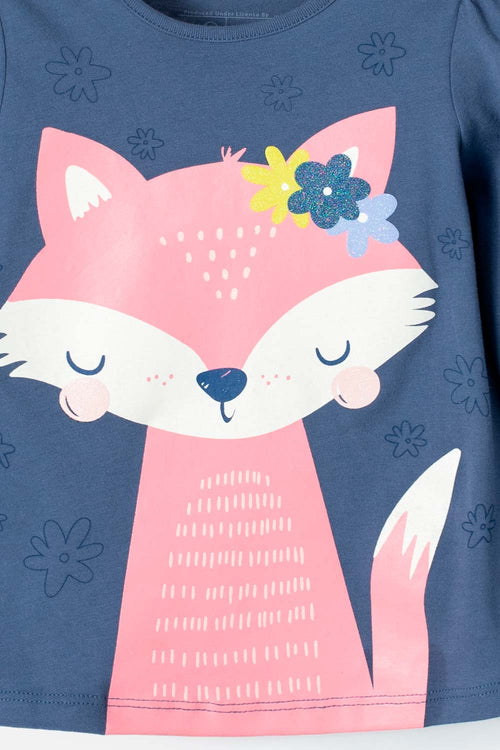 LITTLEMIC LONG SLEEVE BLUE T-SHIRT FOR GIRL