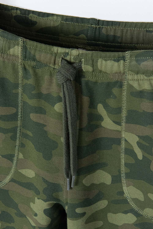 BOY'S GREEN DRAWSTRING MIC SHORTS