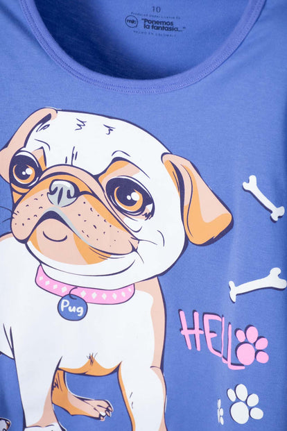 PIJAMA DE MIC MANGA LARGA MORADA PARA NIÑA