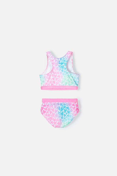 MULTI-COLORED MICROFIBER BATHING SUIT FOR GIRL