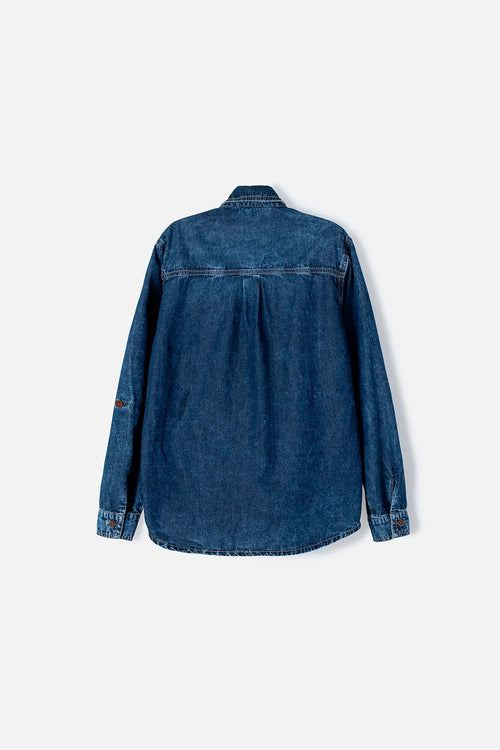 CAMISA MIC EN DENIM TONO MEDIO MANGA LARGA PARA NIÑO