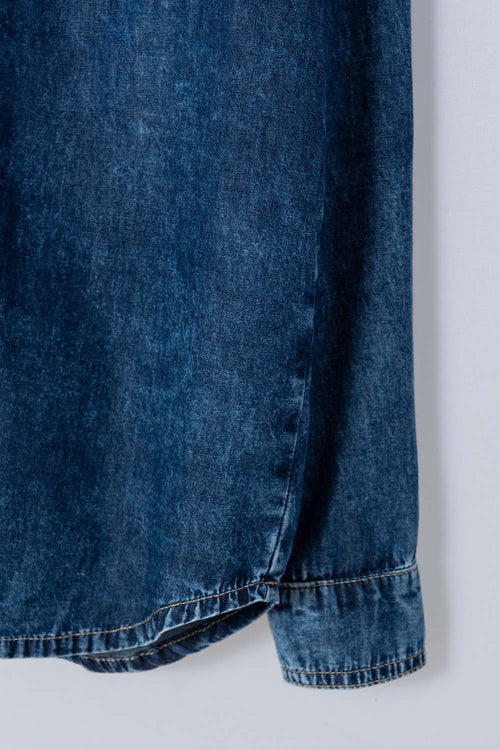 CAMISA MIC EN DENIM TONO MEDIO MANGA LARGA PARA NIÑO