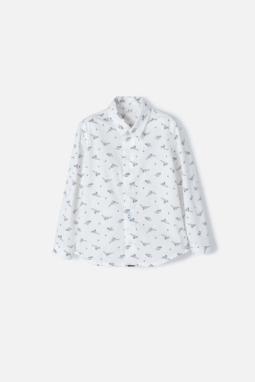 LITTLEMIC WHITE LONG SLEEVE SHIRT FOR BOYS 2T TO 5T