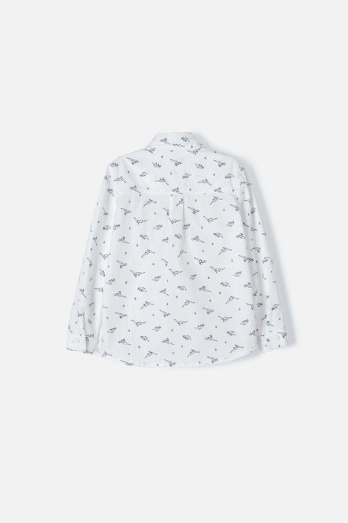 LITTLEMIC WHITE LONG SLEEVE SHIRT FOR BOYS 2T TO 5T