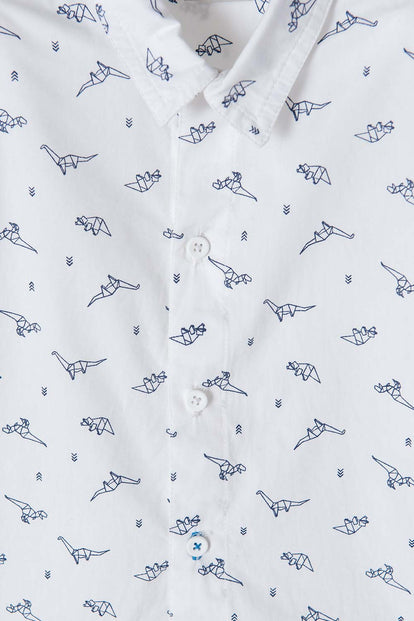 CAMISA LITTLEMIC BLANCA MANGA LARGA PARA NIÑO 2T A 5T