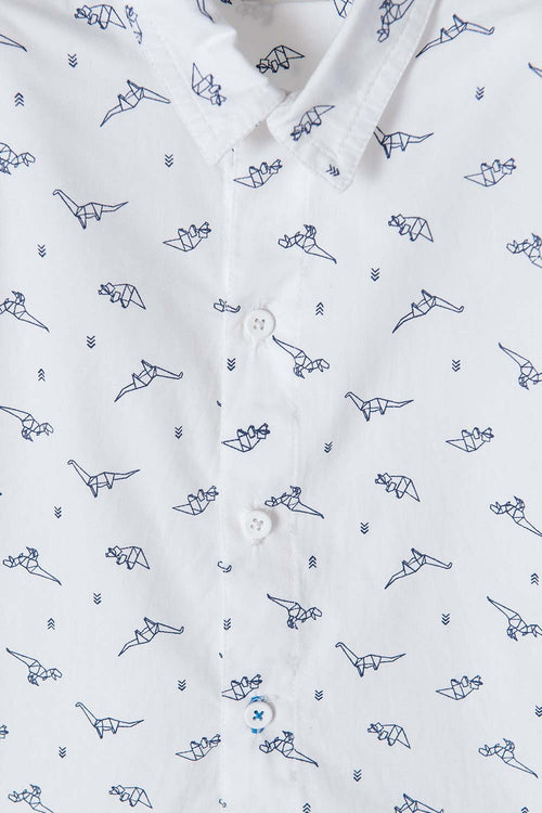 LITTLEMIC WHITE LONG SLEEVE SHIRT FOR BOYS 2T TO 5T