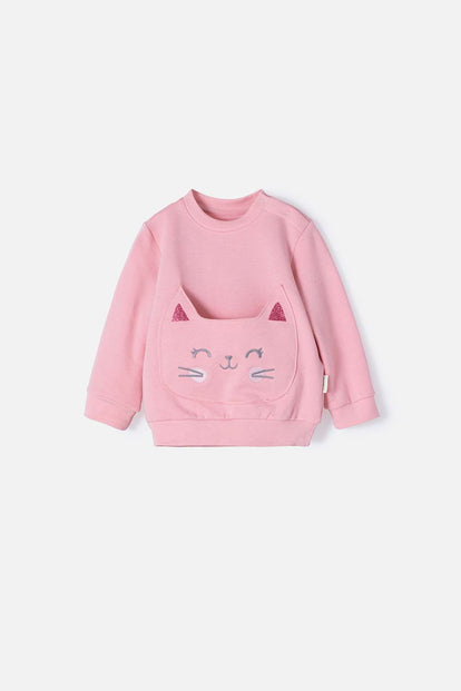 BUZO LITTLEMIC CON BOLSILLO DE PARCHE PALO DE ROSA PARA BEBÉ NIÑA