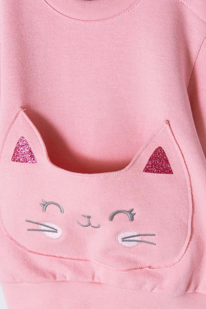 BUZO LITTLEMIC CON BOLSILLO DE PARCHE PALO DE ROSA PARA BEBÉ NIÑA