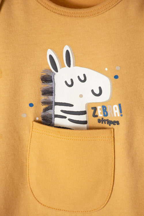 LITTLEMIC GREY AND MUSTARD SET WITH BABY BOY BODYSUIT