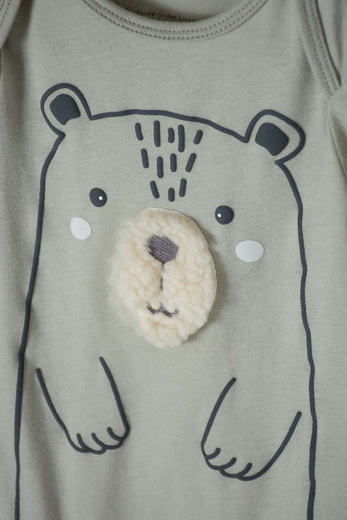 LITTLEMIC GREEN AND KHAKI LONG-SLEEVED SET FOR BABY BOY