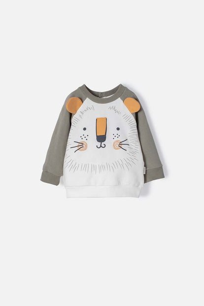 BUZO LITTLEMIC CERRADO VERDE Y MARFIL PARA BEBÉ NIÑO