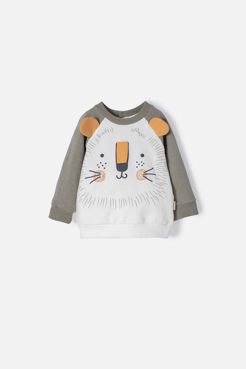 LITTLEMIC CLOSED GREEN AND IVORY SWEATER FOR BABY BOY