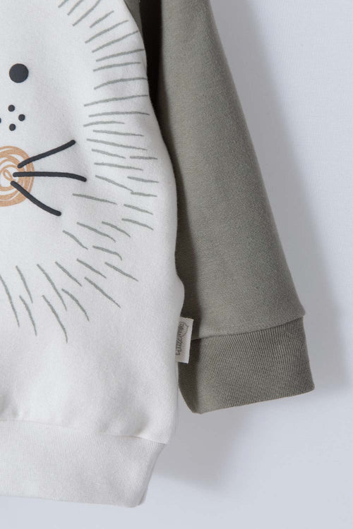 LITTLEMIC CLOSED GREEN AND IVORY SWEATER FOR BABY BOY