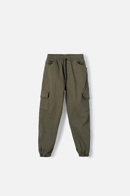 BOY'S GREEN DRAWSTRING MIC PANTS
