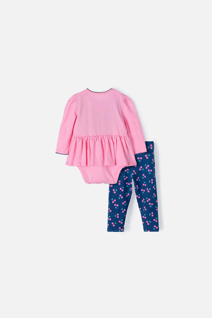 CONJUNTO LITTLEMIC MANGA LARGA  AZUL Y ROSADO PARA BEBÉ NIÑA