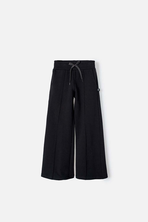 GIRLS' BLACK DRAWSTRING JOGGERS WITH MICROPHONE PRINT