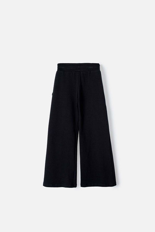 GIRLS' BLACK DRAWSTRING JOGGERS WITH MICROPHONE PRINT
