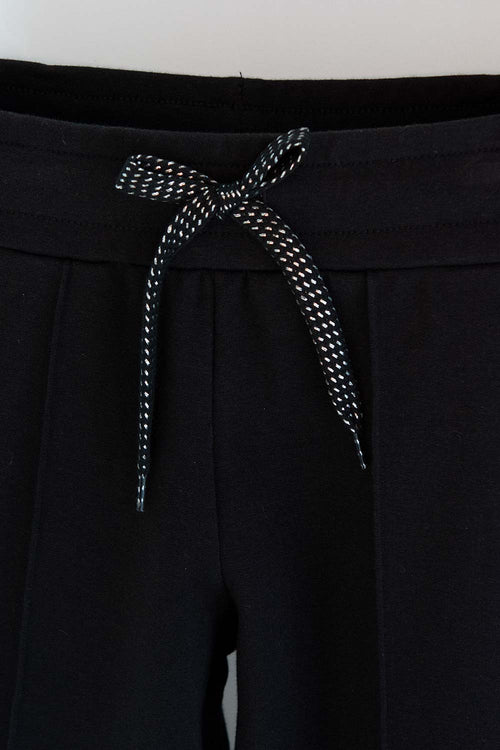 GIRLS' BLACK DRAWSTRING JOGGERS WITH MICROPHONE PRINT