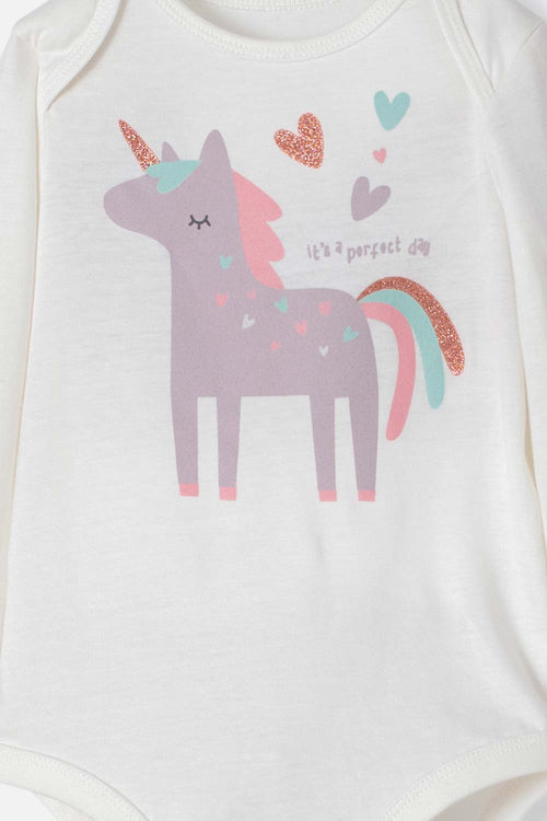 IVORY AND PINK LONG SLEEVE UNICORN OUTFIT FOR BABY GIRL