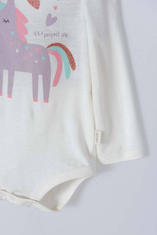 IVORY AND PINK LONG SLEEVE UNICORN OUTFIT FOR BABY GIRL