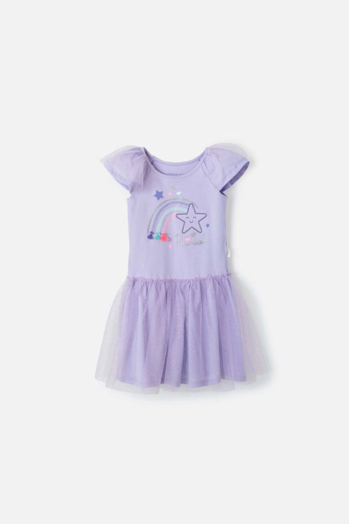 LITTLEMIC DRESS WITH LILAC TULLE FOR GIRLS 2T TO 5T
