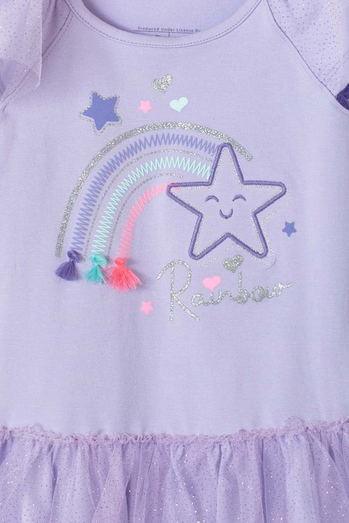 LITTLEMIC DRESS WITH LILAC TULLE FOR GIRLS 2T TO 5T