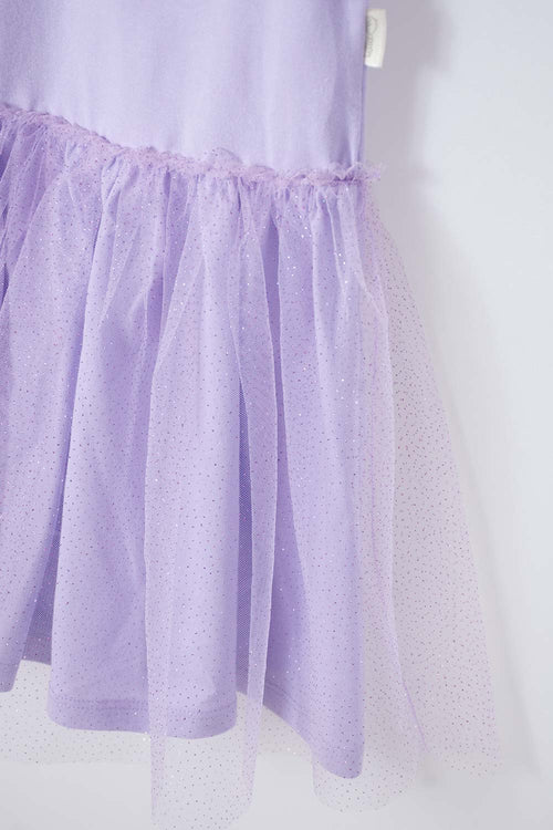 LITTLEMIC DRESS WITH LILAC TULLE FOR GIRLS 2T TO 5T