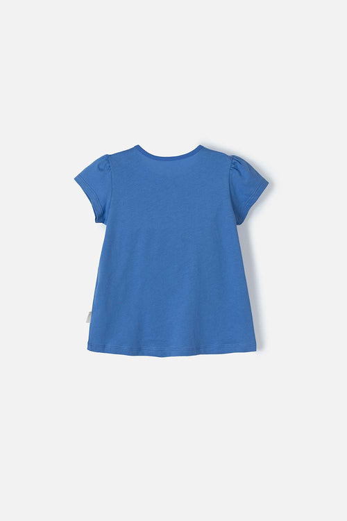 LITTLE MIC SHORT SLEEVE BLUE T-SHIRT FOR GIRLS 2T TO 5T