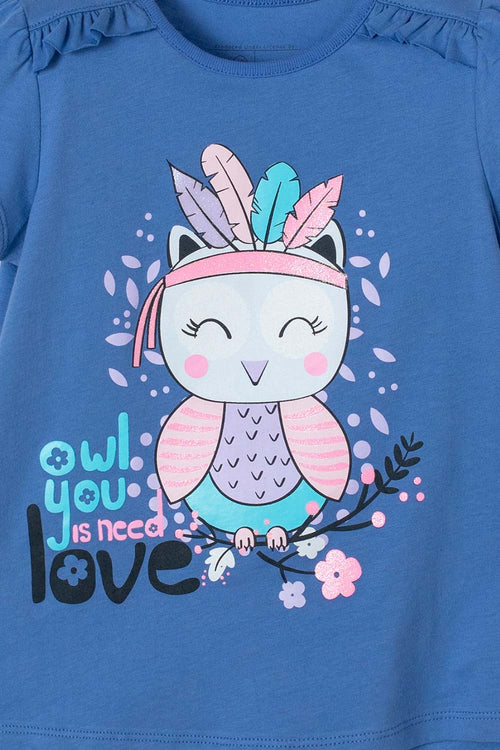 LITTLE MIC SHORT SLEEVE BLUE T-SHIRT FOR GIRLS 2T TO 5T
