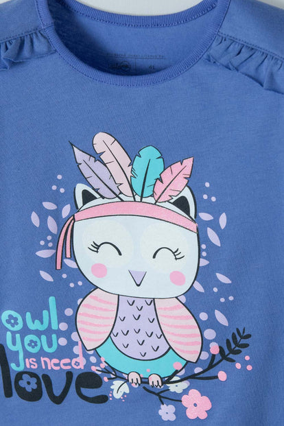 CAMISETA DE LITTLE MIC MANGA CORTA AZUL PARA NIÑA 2T A 5T