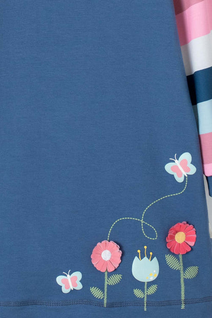 VESTIDO DE LITTLE MIC MANGA LARGA AZUL PARA NIÑA 2T A 5T