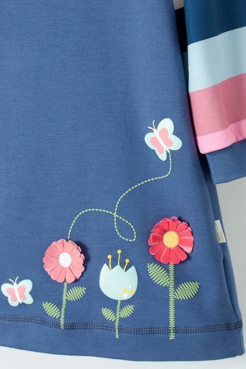 LITTLE MIC LONG SLEEVE DRESS BLUE FOR GIRL 2T TO 5T