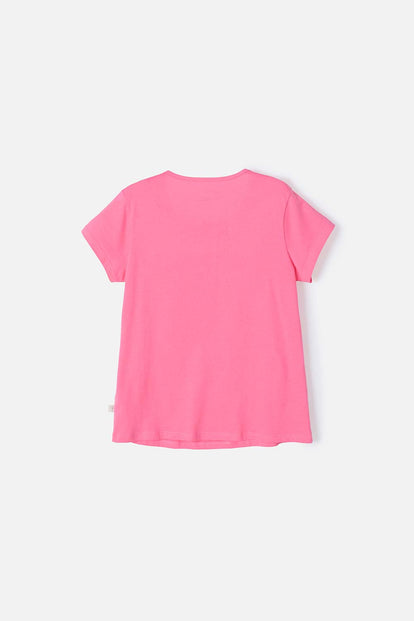 CAMISETA DE MIC MANGA CORTA ROSADA PARA NIÑA