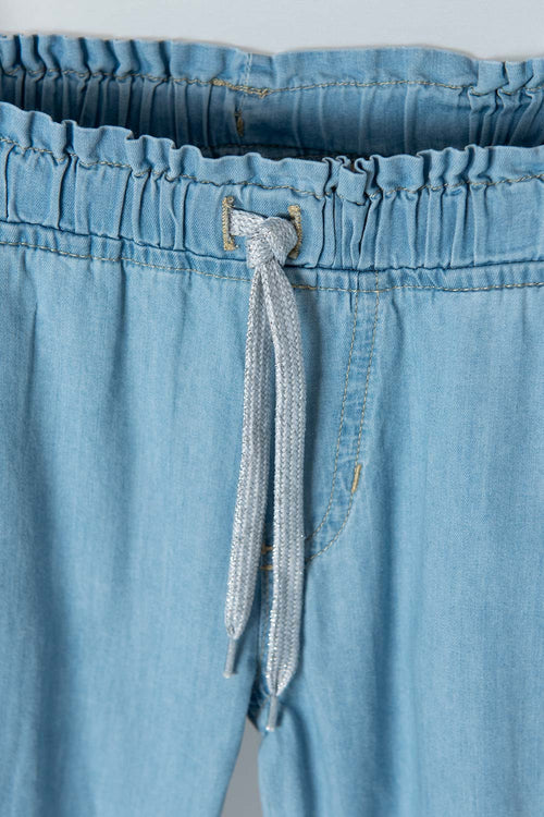 LITTLEMIC JOGGER WITH LIGHT BLUE DRAWSTRING FOR GIRL 2T TO 5T