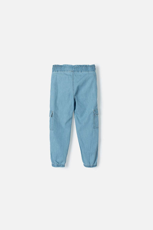 LITTLEMIC JOGGER WITH LIGHT BLUE DRAWSTRING FOR GIRL 2T TO 5T